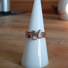 Ring made with breastmilk and birthstone stacking rings, made in the UK by breastmilk jewellery specialists, to honour and celebrate your motherhood journey
