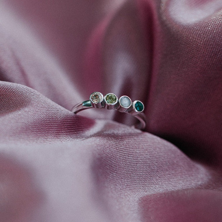 Breastmilk Pearl and Birthstone Ring UK | Boob Bling | Breastmilk Jewellery UK